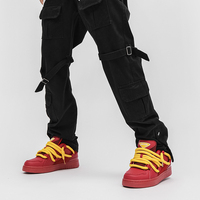 Baskets à la mode pour hommes chaussures de skate rouges fond épais en cuir style marche en plein air chaussures de créateur personnalisées pour hommes avec propre logo