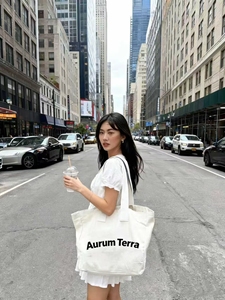 Sac de courses réutilisable en toile de coton blanc uni, grand, personnalisé avec logo, pas cher - Product Image 3