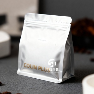 ถุงกาแฟแบบตั้งได้พิมพ์โลโก้ UV แบบกำหนดเอง ก้นแบน พร้อมวาล์วไล่อากาศและซิปล็อค - Product Image 1