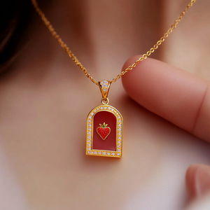 Fábrica al por mayor corazón estrella colgante collares chapado en oro Cadena de acero inoxidable collares de moda para niñas MOQ solo una pieza - Product Image 2