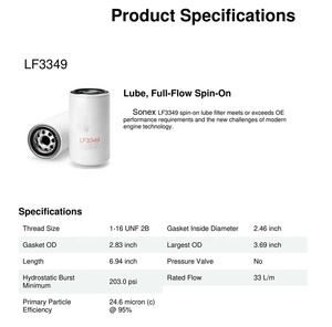 Chất lượng nhà máy lọc dầu diesel xe tải động cơ diesel lọc dầu bôi trơn lf3349 yếu tố lọc thủy lực cho Dodge 72501532 4429395 - Product Image 5