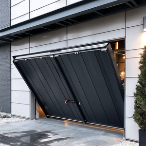 <span class=keywords><strong>Porte</strong></span> de <span class=keywords><strong>garage</strong></span> <span class=keywords><strong>basculante</strong></span> monobloc en alliage d'aluminium noir à nervures verticales avec <span class=keywords><strong>serrure</strong></span> antivol pour villas - Product Image 1