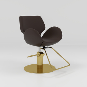 Fauteuil <span class=keywords><strong>de</strong></span> <span class=keywords><strong>coiffure</strong></span> moderne <span class=keywords><strong>de</strong></span> luxe minimaliste en acier inoxydable rose avec base hydraulique dorée, pivotant à 360°, confortable et rembourré en PU pour barbier - Product Image 6