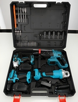 Kit combiné perceuse et clé à chocs sans fil Batterie au lithium 21V avec étui rigide et accessoires en plastique