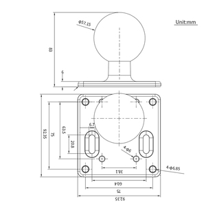 VINmounts 2.25 Inch D Size Ball Base VESA 75x75mm <b>Screw</b> Down Mount for Tablet PC Monitor Holder Heavy Duty Base Mount VIN-D-005 - Product Image 2