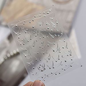 Autocollants pour ongles en forme de cœur, de lune et d'étoile en or et <span class=keywords><strong>argent</strong></span> 5D, paillettes, perles, autocollants pour ongles en gel scintillants, chaîne d'étoiles - Product Image 3