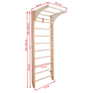 Escalera sueca de madera maciza Kombi-1-220 para gimnasio <span class=keywords><strong>infantil</strong></span> y complejo deportivo de gimnasia - Product Image 2