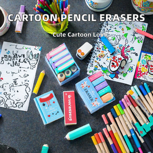 Set Penghapus Buku Pensil Kartun Kreatif untuk Siswa Sekolah, Menghapus Bekas dan Remah Karet - Product Image 2