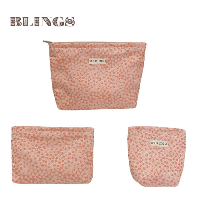 Wholesale 3PCS Set Pink Dot Cosmetic Bag Zipper Makeup Bag Tote Lady Wallet Handbag Carry on for Women Designer Bag Customize