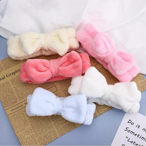 Accessoires <span class=keywords><strong>pour</strong></span> cheveux Bandeau élastique en flanelle Cadeau de fille mignonne Maquillage Salon de beauté Turban à nœud papillon Bandeau de spa - Product Image 1