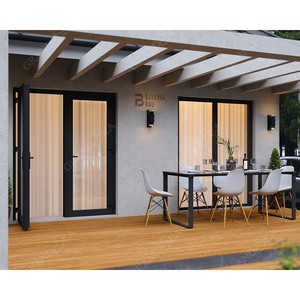 Portes françaises en aluminium de haute qualité Double porte battante Cadre en aluminium personnalisé Porte en verre pour balcon Villa - Product Image 1