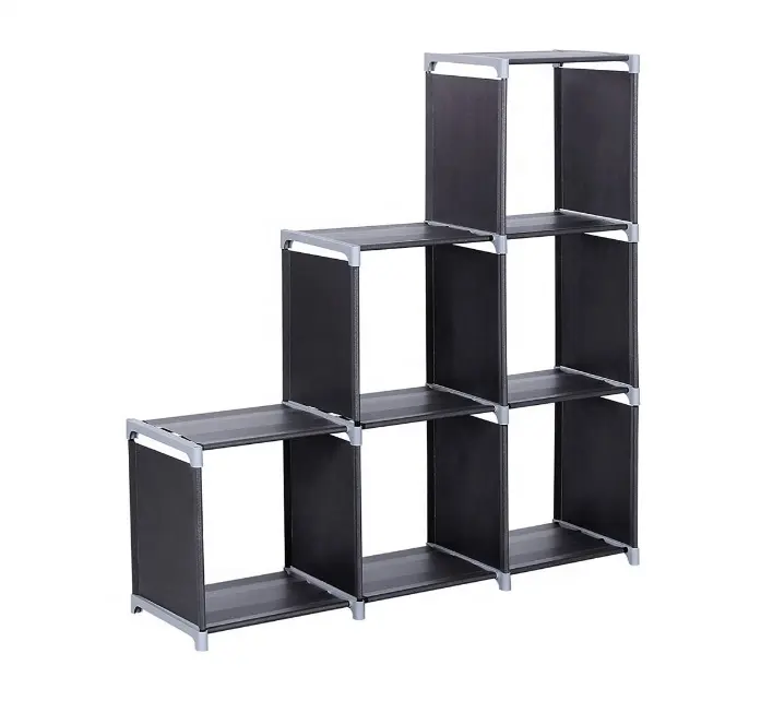 6-Cube Bookcase Shoe Rack Display Storage Shelf Room Divider Step Rack Free Standing Cabinet Unit für Office Home