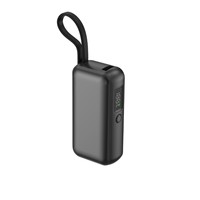 Mini batterie externe portable porte-clés 5000 mAh avec câble intégré, affichage numérique LED, promotion cadeau, chargeur de voyage, marque privée