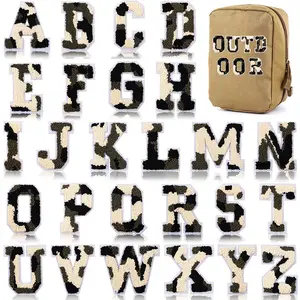 자수 A-Z 26 알파벳 셔닐 패치 자체 접착 문자 셔닐 문자 스티커