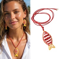 Parure de bijoux étanche pour femme, collier et boucles d'oreilles en résine acrylique colorée, motif poisson tropical, idéale pour les vacances à la plage – Collection été très prisée