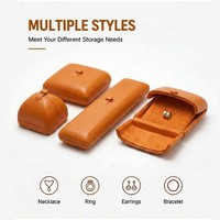 Coffret à bijoux de luxe en cuir PU, personnalisable avec logo, organiseur de voyage portable avec doublure en velours doux pour bagues, colliers et boucles d'oreilles