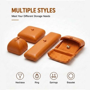 Coffret à bijoux de luxe en cuir PU, personnalisable avec logo, organiseur de voyage portable avec doublure en velours doux pour bagues, colliers et boucles d'oreilles - Product Image 3