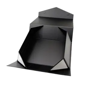 صندوق ورقي مطبوع بشعار مخصص فارغ أسود قابل للطي مغناطيسي للأحذية والملابس صندوق كرافت من الورق المقوى MOQ منخفضة
