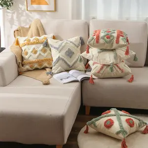 Bohemian Indian Style Sofa Dekorative Baumwolle Tufted Throw Cushion Marok kanis che Kissen bezug