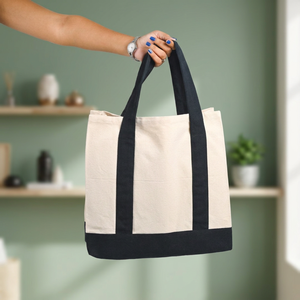 Canvas Tote <b>Bag</b> Reinforced Strap Shoulder Shopper Custom Logo Casual Carryall for Travel Grocery - Product Image 4