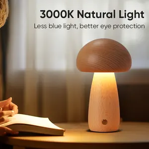 โคมไฟตั้งโต๊ะ LED แบบชาร์จไฟได้สำหรับกลางคืนโคมไฟโต๊ะไม้แบบพกพาสำหรับห้องนอนหรี่แสงได้สำหรับโต๊ะข้างเตียง - Product Image 6