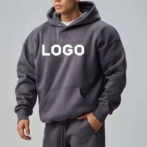 Sweat-shirts à capuche pour hommes, poids lourd 600 g/m², en coton personnalisé, polaire, streetwear, coupe oversize, chauds pour l'hiver - Product Image 1