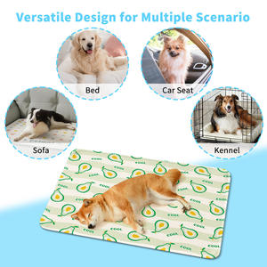 Alfombra refrescante de seda helada para mascotas, rectangular, 45x60cm, 50x70cm, 65x90cm, 85x120cm, para perros, cama de verano, cojín con diseño de frutas. - Product Image 5