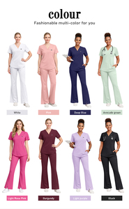 Ensemble de blouses médicales ajustées Niaahinn pour femmes, uniforme médical vétérinaire et d'<span class=keywords><strong>anesthésiste</strong></span>, extensible, à manches courtes et pantalon évasé - Product Image 5
