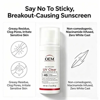 Crème solaire sans huile à la niacinamide SPF46 avec pompe, recommandée par les dermatologues, protection UVA UVB pour usage intérieur et extérieur