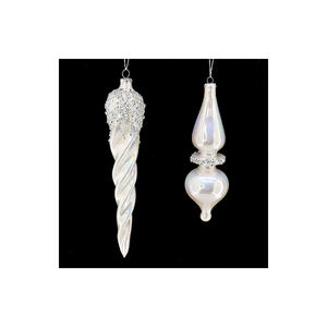 Luxus weiße Kürbis Eiszapfen Form hängende Dekoration benutzer definierte Weihnachts kugel & Baum Ornament <span class=keywords><strong>hand</strong></span> gemalt neues Design - Product Image 6