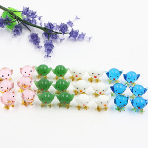 New Arrival Mini Yellow Blue White Pink Green Lapmwork Art Crafts Handmade Glass Chick Ornament Figurine Decoration
