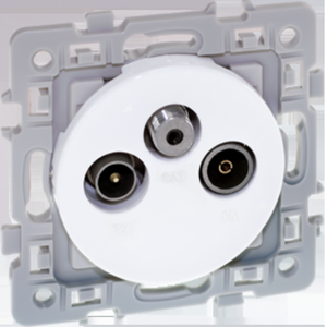 Prise de TV-FM-SAT carrée blanche pour fiches et prises - Product Image 1