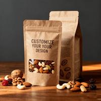 Kraftpapier zakje met transparant venster, hersluitbaar met zip sluiting, voor noten, gedroogd fruit, snacks, biologisch afbreekbare verpakking