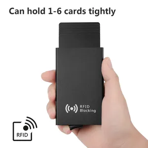 Tempat Kartu Kredit ID Anti Maling Porte Carte Dompet Logam Aluminium Tipis Kotak Saku Bank Kotak Kartu Kredit Pria Wanita - Product Image 4