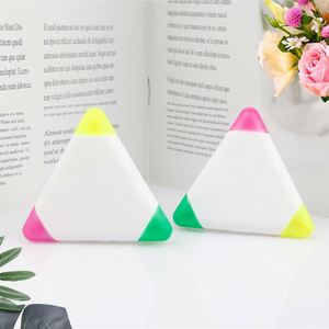 Custom Triangle <b>Highlighters</b>, 3-in-1 Fluorescent Brush Tip <b>Pens</b> for School & Office Stationery Supplies - Product Image 2