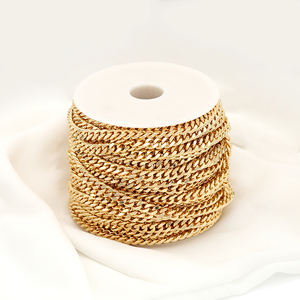 Chaînes en gros pour la fabrication de bijoux DIY, rouleaux de chaînes pour colliers et bracelets, accessoires, chaîne épaisse en laiton plaqué or 14 carats, fournisseur de chaînes cubaines - Product Image 4