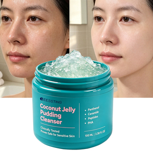Hot Selling Face Wash Moisturizing Gentle Cleansing Deep <b>Clear</b> Peeling Gel Scrub Korean Cleanser Coconut <b>Jelly</b> Pudding Cleanser - Product Image 1