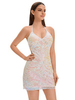 Robe de danse latine pour femmes, robe de soirée à franges et paillettes, dos nu, strass, robe de performance scénique, robe de cocktail extensible, tenue de soirée