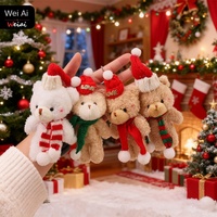 Porte-clés en peluche Ourson Rouge Poudré de Noël avec rembourrage en coton PP pour les plus de 14 ans