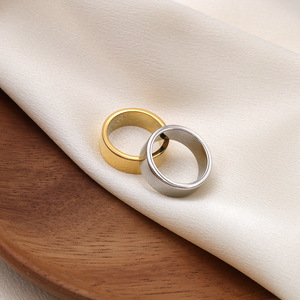 Minimalist Plain Band <b>Titanium</b> Steel <b>Ring</b> 18K Gold Silver Geometric Shape Unisex Everyday Wear - Product Image 2