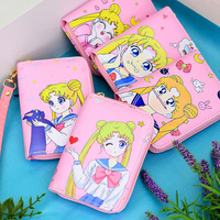 Lindo Sakura Captor Sailor Moon Anime Print Wallet Zip Coin Pocket PU Material Monedero para niñas
