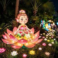 Grandes lanternes en forme de personnages de dessins animés, décoration interactive, utilisation en intérieur/extérieur, spectacle de lumière pour parc à thème