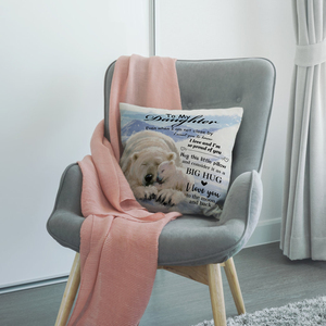 To My Daughter Polar Bear <b>Throw</b> <b>Pillow</b> , Warm Family Love Quote Linen Cushion Case, Inspirational Gift For Home Sofo - Product Image 5