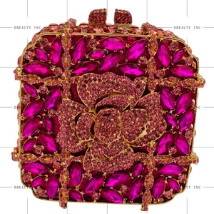 Pochette de Soirée Carrée Opulente pour Femme avec Strass Floraux Scintillants et Cristaux – Idéale pour Fiançailles et Anniversaire - Product Image 6
