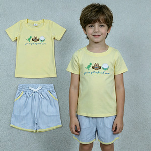 Ensemble de vêtements pour petit garçon, t-shirt et short à broderie de cheval, style décontracté d'été, boutique RTS - Product Image 6