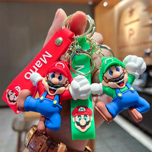 Dessin animé personnalisé 3D en caoutchouc Super <span class=keywords><strong>Bro</strong></span> Marioed en caoutchouc PVC Porte-clés Kawaii Marioed en silicone pour sac de voiture Porte-clés de décoration en PVC - Product Image 1