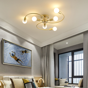 Luminaria decorativa moderna <span class=keywords><strong>de</strong></span> oro nórdico <span class=keywords><strong>para</strong></span> el hogar, luces <span class=keywords><strong>de</strong></span> bola <span class=keywords><strong>de</strong></span> cristal, lámpara <span class=keywords><strong>de</strong></span> <span class=keywords><strong>techo</strong></span> LED <span class=keywords><strong>de</strong></span> hierro E27, luz <span class=keywords><strong>de</strong></span> <span class=keywords><strong>techo</strong></span> <span class=keywords><strong>para</strong></span> dormitorio y <span class=keywords><strong>sala</strong></span> <span class=keywords><strong>de</strong></span> estar - Product Image 4
