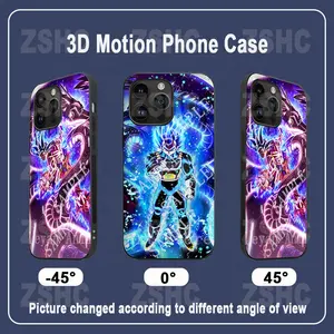 Popular Anime DB 3D Motion Phone Cases Character Vegetas 3D Flip Phone Cover Lenticular Manga Shockproof Phone Cases