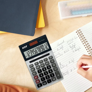 Calculatrice numérique de bureau à panneau métallique, alimentée par énergie solaire et batterie, avec design de poche pour le bureau et la comptabilité scolaire - Product Image 4