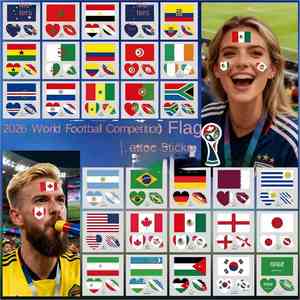 Nouveaux autocollants de tatouage modernes et minimalistes drapeaux États-Unis-Canada-Mexique 2026 pour les matchs de football, autocollants faciaux à transfert d'eau - Product Image 3